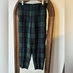 J. Crew Plaid Tapered Pants - Green & Navy